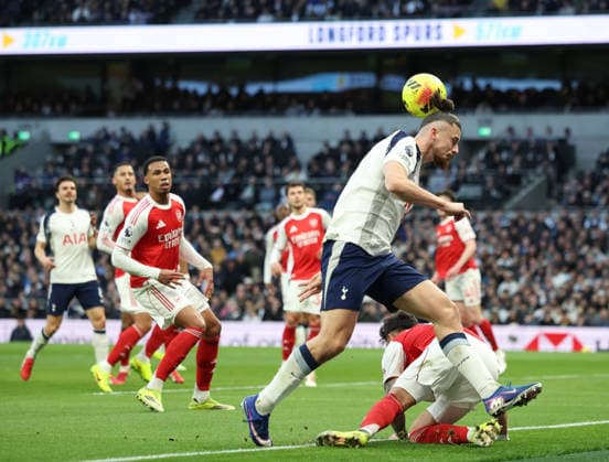 Premier League football, Tottenham v Arsenal Premier League football, The Tottenham Hotspurs Stadium, Tottenham, London, UK. 22.02.2026 Tottenham v Arsenal. Pic shows Radu Dr¿gu¿in in action. Photographs by Marc Aspland for The Times & Sunday Times  Copyright: xMarcxAsplandxforxThexTimesx&xSunx NINTCHDBPICT001061336314