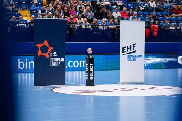HSG Blomberg Lippe GER vs MOL Esztergom HUN , Handball, EHF European League Women, Group Phase, 22 2 2026, Season 2025 2026, Lemgo Banner and match ball of the EHF European League Women Lemgo Phoenix Contact Arena Germany