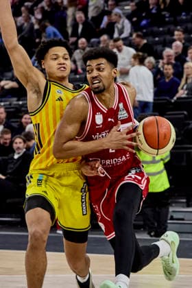 German Basketball League BBL Cup, BMA365 Bamberg BASKETS vs ALBA Berlin, Berlin ALBA, Bamberg BMA365 BASKETS, 2026 02 22 in Munich SAP Garden KAYIL Jack ALBA Berlin Point Guard PG Nr7 BER7 , WATSON Ibi BMA365 Bamberg BASKETS Small Forward SF Nr2 BAM2 sportworld Munich SAP Garden Bayern Germany