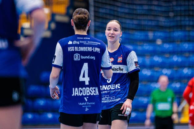 v l Andrea Jacobsen HSG Blomberg Lippe, 04 , Nieke Kuehne HSG Blomberg Lippe, 09 GER, HSG Blomberg Lippe GER vs MOL Esztergom HUN , Handball, EHF European League Women, Group Phase, 22 02 2026 GER, HSG Blomberg Lippe GER vs MOL Esztergom HUN , Handball, EHF European League Women, Group Phase, 22 02 2026 Lemgo Copyright: xEibner-Pressefoto JanxRollingerx EP_JSK
