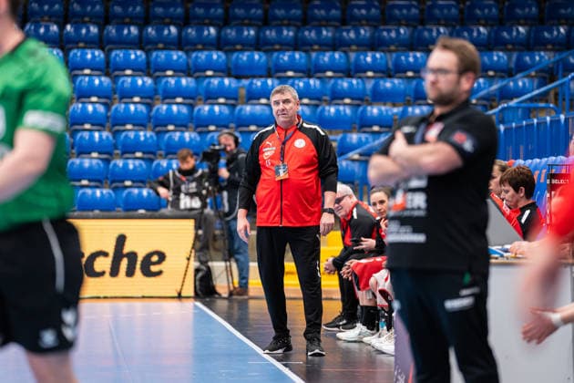 HSG Blomberg Lippe GER vs MOL Esztergom HUN , Handball, EHF European League Women, Group Phase, 22 2 2026, Season 2025 2026, Lemgo Gabor Elek MOL Esztergom, Coach Lemgo Phoenix Contact Arena Germany