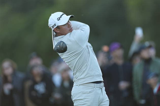 February 22, 2026, Pacific Palisades, California, USA: COLLIN MORIKAWA tees off on the 18th hole during the second round of the Genesis Invitational at the Riviera Country club in Pacific Palisades, California. Golf_PGATour_Genesis_Invitational  - ZUMAt158 20260222_zsp_t158_049 Copyright: xBrentonxTsex