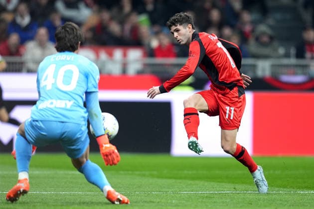 AC Milan s Christian Pulisic during the Serie A soccer match between Ac Milan and Parma at the San Siro Stadium in Milan , north Italy - Sunday , February 22 , 2025. - Soccer .  Copyright: xSpada LaPressex