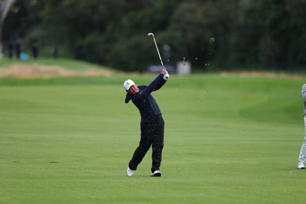 February 22, 2026, Pacific Palisades, California, USA: SI WOO KIM takes an approach shot from the 13th fairway during the first round of the Genesis Invitational at the Riviera Country club in Pacific Palisades, California. Golf_PGATour_Genesis_Invitational  - ZUMAt158 20260222_zsp_t158_019 Copyright: xBrentonxTsex