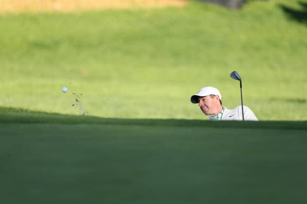 February 22, 2026, Pacific Palisades, California, USA: RORY MCILROY plays a shot from the green side bunker on the 14th hole during the second round of the Genesis Invitational at the Riviera Country club in Pacific Palisades, California. Golf_PGATour_Genesis_Invitational  - ZUMAt158 20260222_zsp_t158_020 Copyright: xBrentonxTsex