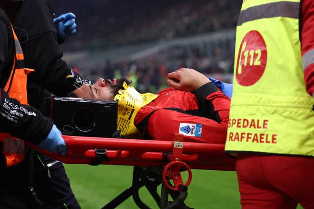 Ruben Loftus-Cheek (Ac Milan) injured, Serie A, AC Milan v Parma Calcio 1913, Giuseppe Meazza, February 22, 2026, Milan, Italy.