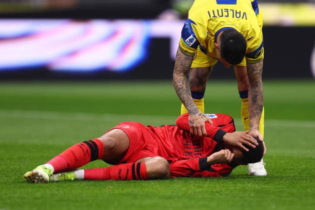 Ruben Loftus-Cheek (Ac Milan) injured, Serie A, AC Milan v Parma Calcio 1913, Giuseppe Meazza, February 22, 2026, Milan, Italy.