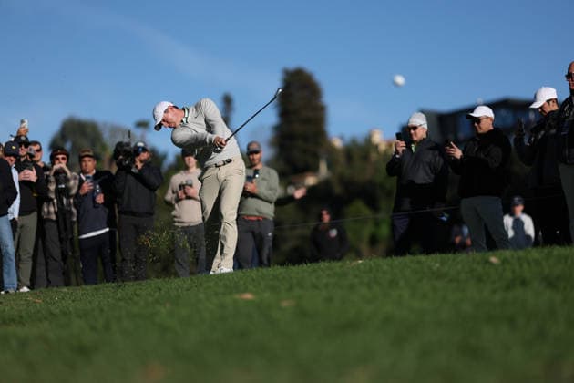 February 22, 2026, Pacific Palisades, California, USA: RORY MCILROY plays from the rough on the 15th hole during the second round of the Genesis Invitational at the Riviera Country club in Pacific Palisades, California. Golf_PGATour_Genesis_Invitational  - ZUMAt158 20260222_zsp_t158_026 Copyright: xBrentonxTsex