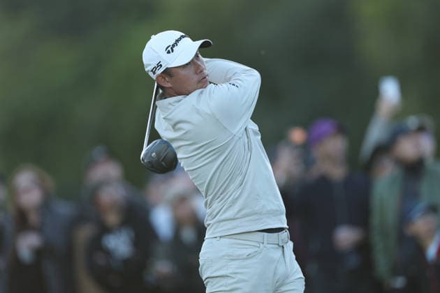 February 22, 2026, Pacific Palisades, California, USA: COLLIN MORIKAWA tees off on the 18th hole during the second round of the Genesis Invitational at the Riviera Country club in Pacific Palisades, California. Golf_PGATour_Genesis_Invitational  - ZUMAt158 20260222_zsp_t158_038 Copyright: xBrentonxTsex