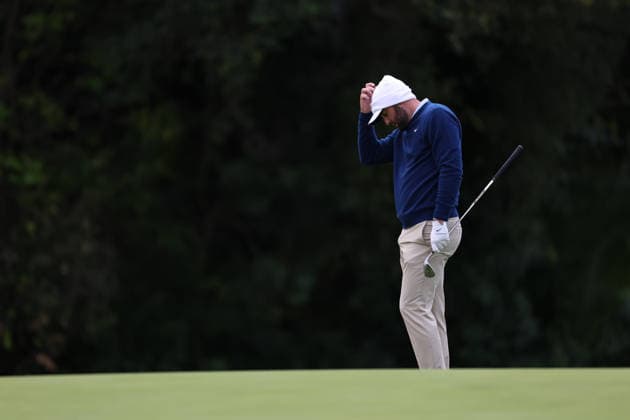 February 22, 2026, Pacific Palisades, California, USA: SCOTTIE SCHEFFLER reacts after a shot onto the 12th green during the first round of the Genesis Invitational at the Riviera Country club in Pacific Palisades, California. Golf_PGATour_Genesis_Invitational  - ZUMAt158 20260222_zsp_t158_039 Copyright: xBrentonxTsex