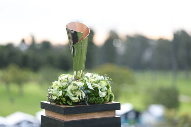 February 22, 2026, Pacific Palisades, California, USA: The tournament trophy of the Genesis Invitational at the Riviera Country club in Pacific Palisades, California. Golf_PGATour_Genesis_Invitational  - ZUMAt158 20260222_zsp_t158_048 Copyright: xBrentonxTsex