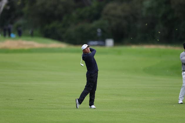 February 22, 2026, Pacific Palisades, California, USA: SI WOO KIM takes an approach shot from the 13th fairway during the first round of the Genesis Invitational at the Riviera Country club in Pacific Palisades, California. Pacific Palisades USA - ZUMAt158 20260222_zsp_t158_052 Copyright: xBrentonxTsex