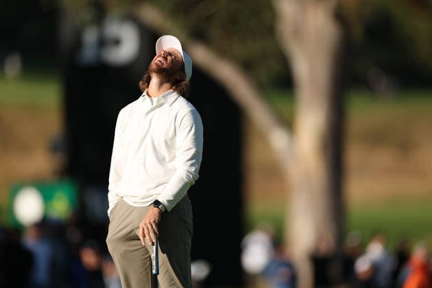 February 22, 2026, Pacific Palisades, California, USA: TOMMY FLEETWOOD reacts after missing a putt on the 14th green during the second round of the Genesis Invitational at the Riviera Country club in Pacific Palisades, California. Pacific Palisades USA - ZUMAt158 20260222_zsp_t158_030 Copyright: xBrentonxTsex
