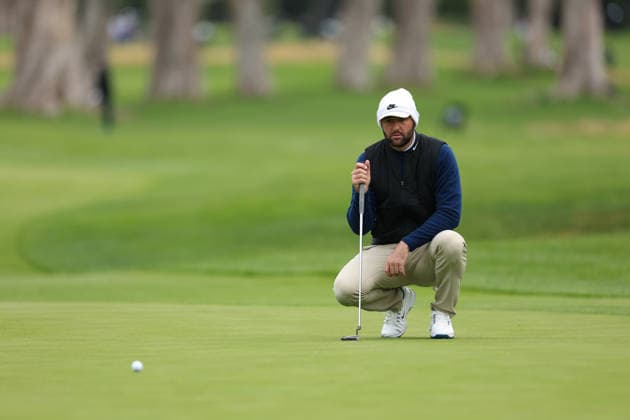 February 22, 2026, Pacific Palisades, California, USA: SCOTTIE SCHEFFLER lines up a putt attempt on the 13th green during the during the first round of the Genesis Invitational at the Riviera Country club in Pacific Palisades, California. Pacific Palisades USA - ZUMAt158 20260222_zsp_t158_024 Copyright: xBrentonxTsex