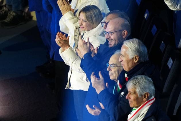 Giorgia Meloni attends Closing ceremony of the 2026 Winter Olympics in Verona, Italy, Sunday, Feb. 22, 2026 (Photo Claudio Furlan LaPresse) Giorgia Meloni alla Cerimonia di chiusura dei Giochi Olimpici Invernali 2026 a Verona, Italia, domenica 22 febbraio 2026 (Foto Claudio Furlan LaPresse)  Copyright: xClaudioxFurlan LaPressex