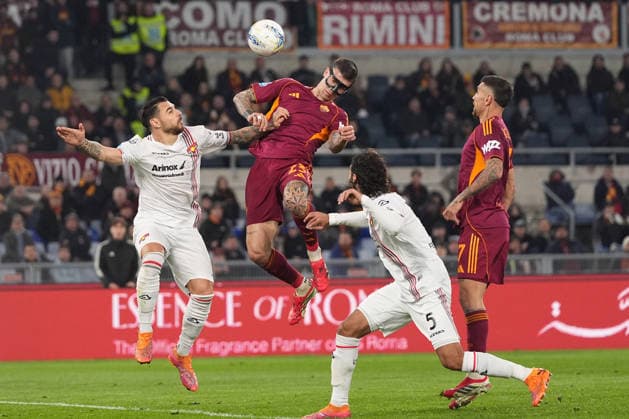 Roma™s Gianluca Mancini during the Serie A EniLive soccer match between Roma and Cremonese at the Rome s Olympic stadium, Italy - Sunday February 22, 2026 - Soccer ( Photo by Alfredo Falcone LaPresse )  Copyright: xAlfredoxFalcone LaPressex