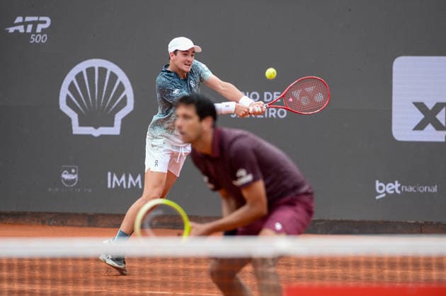 rio open, etapa do ATP, Tennis Herren world tour 500 Rio de Janeiro (RJ), 22 02 2026 - Rio Open ATP 500 RJ - Joao Fonseca and Marcelo Melo during the Rio Open, a stage of the ATP World Tour 500, which takes place at the Jockey Club Brasileiro in Gavea, South Zone of Rio de Janeiro, this Sunday, February 22, 2026. (Foto: Clever Felix Thenews2 imago images) SPO  Copyright: xCleverxFelixx