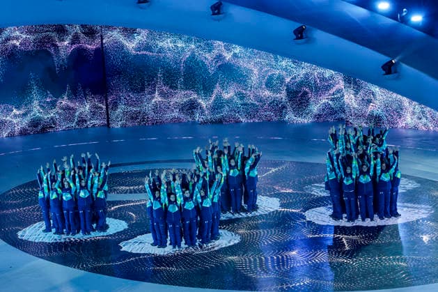 Dancers perform during the Closing Ceremony of the Milano Cortina 2026 Olympic Games, Olympische Spiele, Olympia, OS at Verona Arena in Verona, Italy, on Sunday, February 22, 2026. Norway won the most medals with a total of 41, with the United States following at 33.  ITA20260222135 AARONxJOSEFCZYK