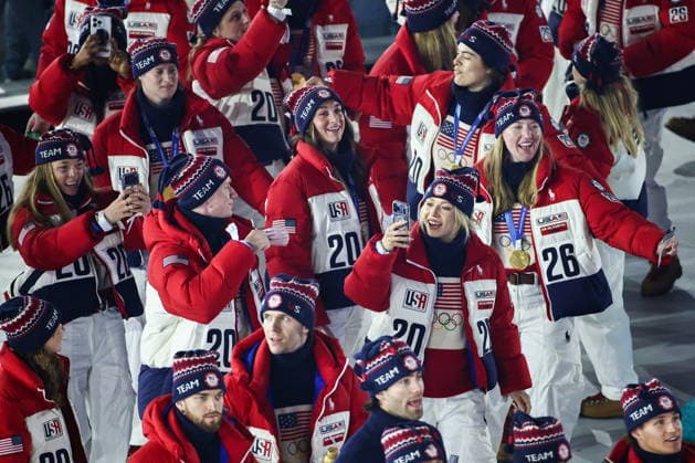 ITALY, VERONA - FEBRUARY 22, 2026: Athletes of Team USA attend the closing ceremony of the 2026 Winter Olympic Games, Olympische Spiele, Olympia, OS at Verona Olympic Arena. Mikhail Tereshchenko TASS  89121565