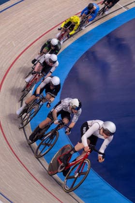 Action from the second heat of the Mens Points Race. Lloyds National Track cycling, Rad, Radsport, Bahnrad, Bahn Championship, National Cycling Centre, Manchester, England, 22nd Feb 2026. Copyright: xSeanxWalshx Sportspressphoto_SPR96563