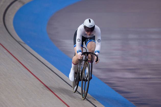 Emma Finucane in action in the Womens Sprint semi final. Lloyds National Track cycling, Rad, Radsport, Bahnrad, Bahn Championship, National Cycling Centre, Manchester, England, 22nd Feb 2026. Copyright: xSeanxWalshx Sportspressphoto_SPR96622