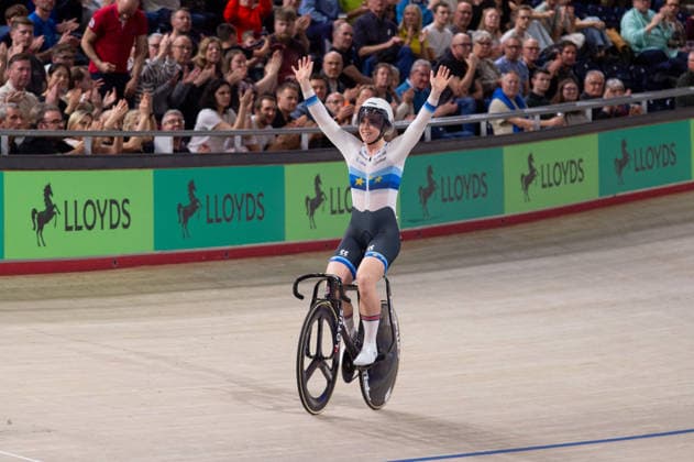 Emma Finucane wins the Womens Sprint. Lloyds National Track cycling, Rad, Radsport, Bahnrad, Bahn Championship, National Cycling Centre, Manchester, England, 22nd Feb 2026. Copyright: xSeanxWalshx Sportspressphoto_SPR96633