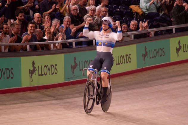 Matthew Richardson wins the Mens Kieran. Lloyds National Track cycling, Rad, Radsport, Bahnrad, Bahn Championship, National Cycling Centre, Manchester, England, 22nd Feb 2026. Copyright: xSeanxWalshx Sportspressphoto_SPR96638