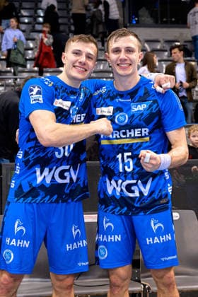 Stuttgart HBL 25 26 TVB Stuttgart TSV Hannover Burgdorf Marco Mengon Stuttgart , Simone Mengon Stuttgart Stuttgart Porsche Arena Baden Württemberg Germany