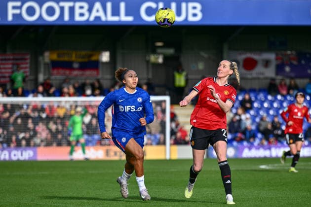 Millie Turner (21 Manchester United, ManU in action during the Adobe Women s FA Cup match between Chelsea and Manchester United at Kingsmeadow on February 22, 2026 in Kingston upon Thames, England. (Photo by Yaroslav Dunka Sports Press Photo) Copyright: xYaroslavxDunkax xSPPx Sportspressphoto_SPR96779