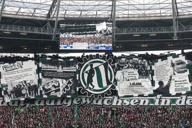 2 Bundesliga Hannover 96 Dynamo Dresden on 22 02 2026 at the Heinz von Heiden Arena in Hannover The Hannover 96 fans in the north curve with a choreo, choreography, choreography MH