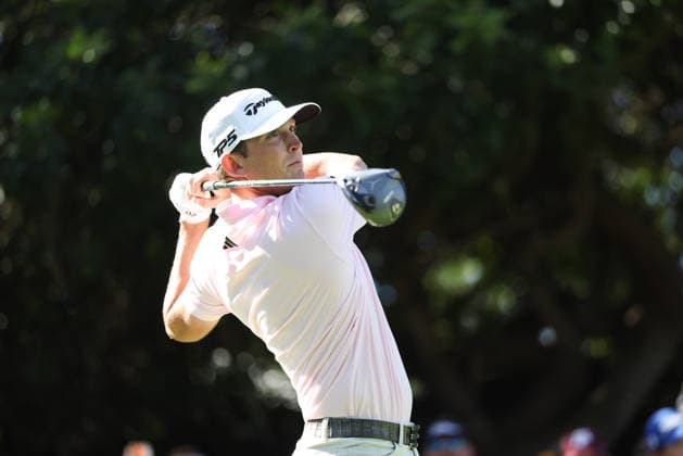 February 22, 2026, Pacific Palisades, California, USA: JACOB BRIDGEMAN plays a tee shot on the 11th hole during the final round of the Genesis Invitational at the Riviera Country club in Pacific Palisades, California. Pacific Palisades USA - ZUMAt158 20260222_zsp_t158_199 Copyright: xBrentonxTsex