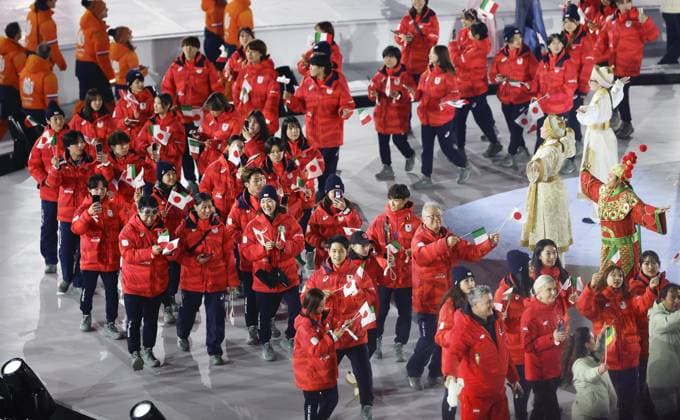 Milan Cortina Olympics: Closing ceremony Japanese athletes march during the closing ceremony of the Milan Cortina Olympics at the Verona Olympic Arena, a Roman amphitheater in Verona, Italy, on Feb. 22, 2026. (Pool photo)  A14AA0005317685P