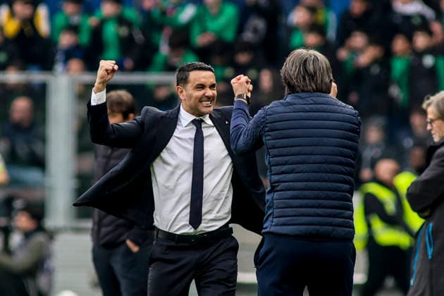 Atalanta BC v SSC Napoli - Serie A Raffaele Palladino, Head Coach of Atalanta BC, celebrates the victory at the end of the Atalanta BC vs SSC Napoli, 26th Serie A Enilive 2025-26 game at New Balance Arena in Bergamo, Italy, on February 22, 2026. Bergamo Italy  Copyright: xDavidexCasentinix originalFilename:casentini-atalanta260222_nphct.jpg