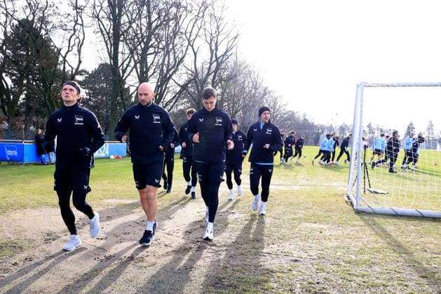 DEU, DFL, 2 FBL Hertha BSC, Training, 23 02 2026, Sportforum, Berlin, DEU, DFL, 2 FBL Hertha BSC, Training, im Bild Auslauftraining, auslaufen nach einem Spiel, Fabian Reese Hertha BSC Berlin 11 , Toni Leistner Hertha BSC Berlin 37 , Tjark Ernst Hertha BSC Berlin 1 DFL regulations prohibit any use of Photographs as image sequences and or quasi video nordphotoxGmbHx xEngler nph00076