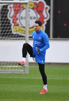 23 02 2026, xophax, Football , UEFA Champions League , 2025 2026 , Training of Bayer Leverkusen before the match against Olympiakos Piraeus Janis Blaswich Bayer Leverkusen Leverkusen