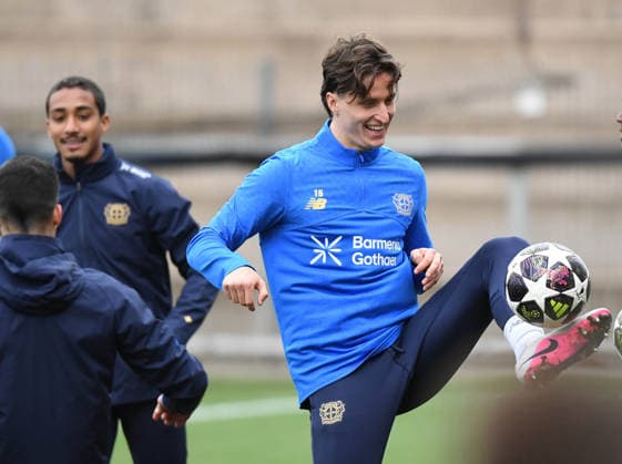 23 02 2026, xophax, Football , UEFA Champions League , 2025 2026 , Training of Bayer Leverkusen before the match against Olympiakos Piraeus Tim Oermann Bayer Leverkusen Leverkusen
