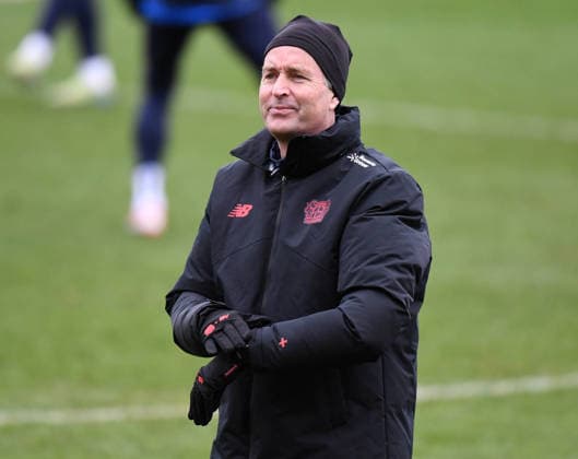 23 02 2026, xophax, Football , UEFA Champions League , 2025 2026 , Training of Bayer Leverkusen before the match against Olympiakos Piraeus Coach Kasper Hjulmand Bayer Leverkusen Leverkusen