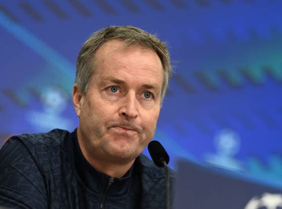 23 02 2026, xophax, Football , UEFA Champions League , 2025 2026 , Bayer Leverkusen press conference before the match against Olympiakos Piraeus Coach Kasper Hjulmand Bayer 04 Leverkusen Leverkusen
