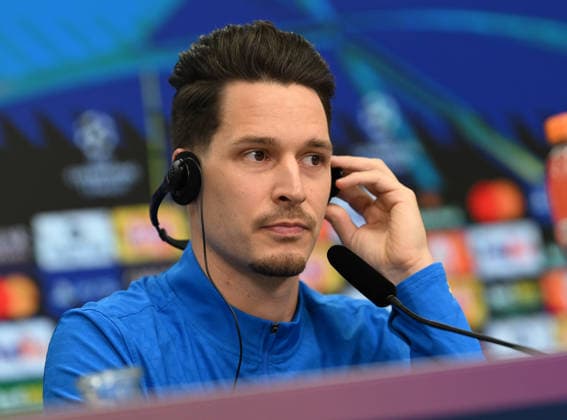 23 02 2026, xophax, Football , UEFA Champions League , 2025 2026 , Bayer Leverkusen press conference before the match against Olympiakos Piraeus Janis Blaswich Bayer 04 Leverkusen Leverkusen