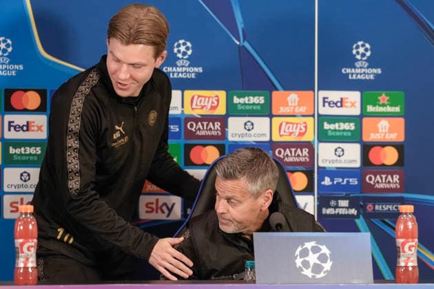 Champions League Inter Milan Bodo Glimt Milan, Italy 20260223 Bodo Glimts Jens Petter Hauge and coach Kjetil Knutsen during the press conference at the San Siro stadium before the match between Inter Milan and Bodo Glimt Photo Terje Pedersen NTB Milano Italy EDITORIAL USE ONLY RESTRICTED USE FOR BETTING COMPANIES  Copyright: xTerjexPedersenx xNTBx