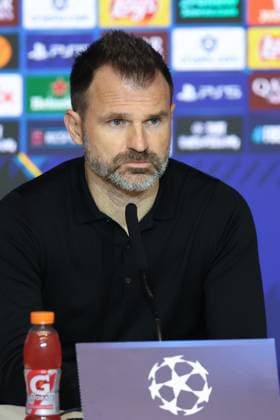 Club s head coach Ivan Leko pictured during a press conference, PK, Pressekonferenz of Belgian soccer team Club Brugge, in Madrid, on Monday 23 February 2026. Tomorrow, Club Brugge will play against Spanish team Atletico Madrid, a return leg game in the Knockout phase play-offs of the UEFA Champions League tournament. BRUNOxFAHY  x164661230x