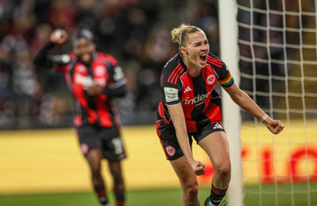 GER, Frankfurt, Eintracht Frankfurt vs SC Freiburg, Google Pixel Bundesliga, Football, DFB, Season 2025 2026, Stadion am Brentanobad, 19 Matchday in picture Laura Freigang Eintracht Frankfurt Women 10 scores the 1 0 against SC Freiburg Goal, Cheers and joy, Emotions DFB DFL REGULATIONS PROHIBIT ANY USE OF PHOTOGRAPHS AS IMAGE SEQUENCES AND OR QUASI VIDEO, 23 02 2026 Copyright: HMBxMedia HendrikxHamelau