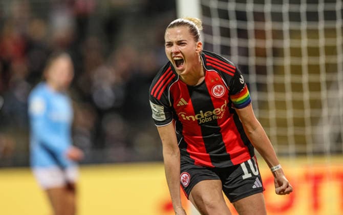 GER, Frankfurt, Eintracht Frankfurt vs SC Freiburg, Google Pixel Bundesliga, Football, DFB, Season 2025 2026, Stadion am Brentanobad, 19 Matchday in picture Laura Freigang Eintracht Frankfurt Women 10 scores the 1 0 against SC Freiburg Goal, Cheers and joy, Emotions DFB DFL REGULATIONS PROHIBIT ANY USE OF PHOTOGRAPHS AS IMAGE SEQUENCES AND OR QUASI VIDEO, 23 02 2026 Copyright: HMBxMedia HendrikxHamelau