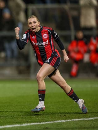 GER, Frankfurt, Eintracht Frankfurt vs SC Freiburg, Google Pixel Bundesliga, Football, DFB, Season 2025 2026, Stadion am Brentanobad, 19 Matchday in picture Elisa Senß Eintracht Frankfurt Women 6 scores the 2 0, Goal, Cheers and joy, Emotions DFB DFL REGULATIONS PROHIBIT ANY USE OF PHOTOGRAPHS AS IMAGE SEQUENCES AND OR QUASI VIDEO, 23 02 2026 Copyright: HMBxMedia HendrikxHamelau