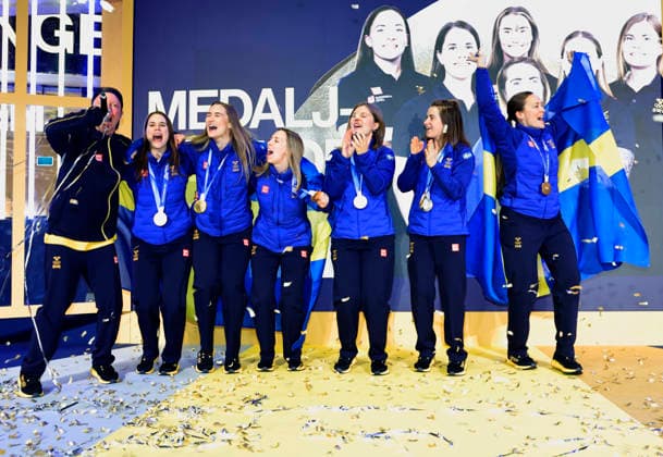 STOCKHOLM, SWEDEN 20260223 Four-time Olympic medalist in long jump Ebba Andersson (2nd from left) and Olympic gold medalists in curling Team Hasselborg Anna Hasselborg, Sara McManus, Sofia Scharback, Johanna Heldin, Agnes Knochenhauer (right) are celebrated at the Olympiafestivalen Westfield Mall of Scandinavia in Solna on Monday. STOCKHOLM SWEDEN x60160x *** STOCKHOLM, SWEDEN 20260223 Four time Olympic medalist in long jump Ebba Andersson 2nd from left and Olympic gold medalists in curling Team Hasselborg Anna Hasselborg, Sara McManus, Sofia Scharback, Johanna Heldin, Agnes Knochenhauer right are celebrated at the Olympiafestivalen Westfield Mall of Scandinavia in Solna on Monday STOCKHOLM SWEDEN x60160x  Copyright: xStefanxJerrevang TTx HOMECOMING OCCASIONS