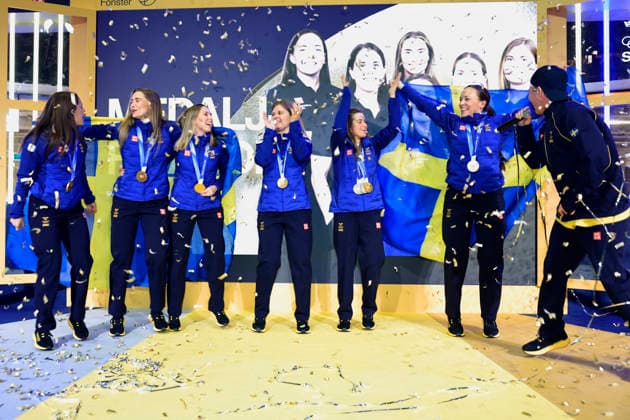 STOCKHOLM, SWEDEN 20260223 Four-time Olympic medalist in long jump Ebba Andersson (2nd from left) and Olympic gold medalists in curling Team Hasselborg Anna Hasselborg, Sara McManus, Sofia Scharback, Johanna Heldin, Agnes Knochenhauer (right) are celebrated at the Olympiafestivalen Westfield Mall of Scandinavia in Solna on Monday. STOCKHOLM SWEDEN x60160x *** STOCKHOLM, SWEDEN 20260223 Four time Olympic medalist in long jump Ebba Andersson 2nd from left and Olympic gold medalists in curling Team Hasselborg Anna Hasselborg, Sara McManus, Sofia Scharback, Johanna Heldin, Agnes Knochenhauer right are celebrated at the Olympiafestivalen Westfield Mall of Scandinavia in Solna on Monday STOCKHOLM SWEDEN x60160x  Copyright: xStefanxJerrevang TTx HOMECOMING OCCASIONS