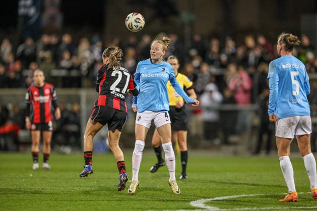 GER, Frankfurt, Eintracht Frankfurt vs SC Freiburg, Google Pixel Bundesliga, Football, DFB, Season 2025 2026, Stadion am Brentanobad, 19 Matchday in picture f l Ereleta Memeti Eintracht Frankfurt Women 27 , Meret Felde SC Freiburg Women 4 DFB DFL REGULATIONS PROHIBIT ANY USE OF PHOTOGRAPHS AS IMAGE SEQUENCES AND OR QUASI VIDEO, 23 02 2026 Copyright: HMBxMedia HendrikxHamelau