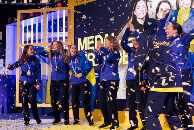 260223 of the Swedish national women s curling team during a homecoming celebration event after returning home from the 2026 Winter Olympics on February 23, 2026 in Stockholm. *** 260223 of the Swedish national women s curling team during a homecoming celebration event after returning home from the 2026 Winter Olympics on February 23, 2026 in Stockholm  Copyright: CAISAxRASMUSSEN BB260223BB535