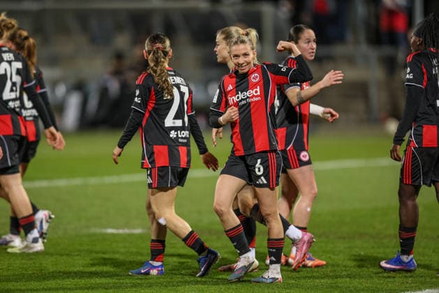 GER, Frankfurt, Eintracht Frankfurt vs SC Freiburg, Google Pixel Bundesliga, Football, DFB, Season 2025 2026, Stadion am Brentanobad, 19 Matchday in picture Elisa Senß Eintracht Frankfurt Women 6 scores the 2 0, Goal, Cheers and joy, Emotions DFB DFL REGULATIONS PROHIBIT ANY USE OF PHOTOGRAPHS AS IMAGE SEQUENCES AND OR QUASI VIDEO, 23 02 2026 Copyright: HMBxMedia HendrikxHamelau