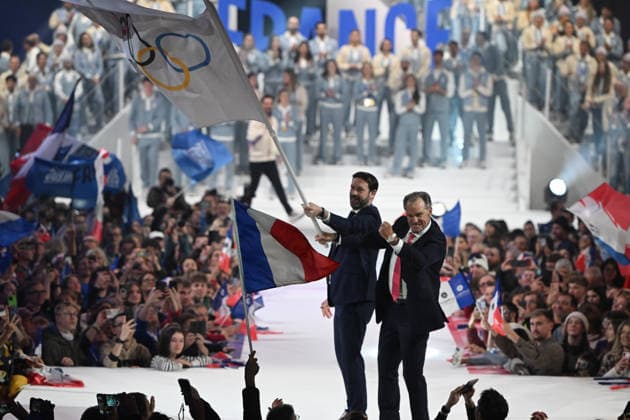 JO2026 : cÃ rÃ monie olympique - retour de la delegation francaise - Albertville Ceremony of the French delegation and the handover of the Olympic flag to France the day after the closing ceremony of the Milan-Cortina, Italy 2026 Winter Olympic Games, Olympische Spiele, Olympia, OS Albertville, Isere, February 23, 2026 ALBERTVILLEFrance  Copyright: xMouradxAllilix